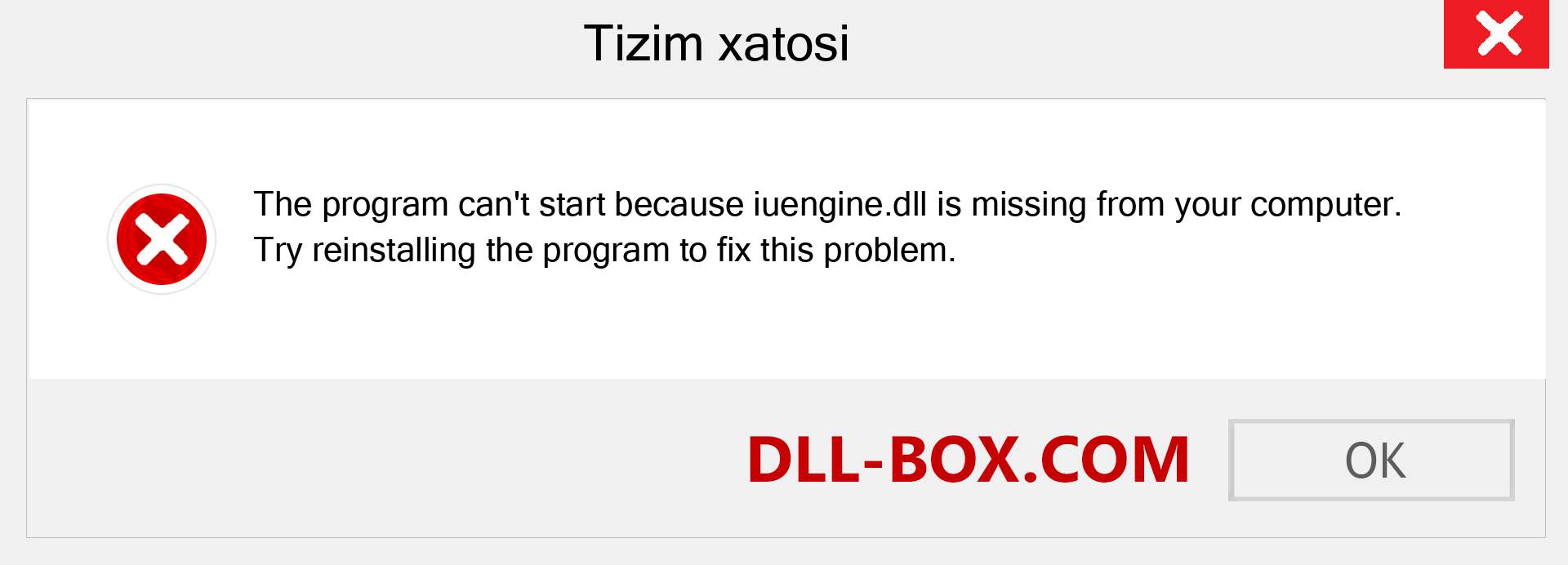 iuengine.dll fayli yo'qolganmi?. Windows 7, 8, 10 uchun yuklab olish - Windowsda iuengine dll etishmayotgan xatoni tuzating, rasmlar, rasmlar